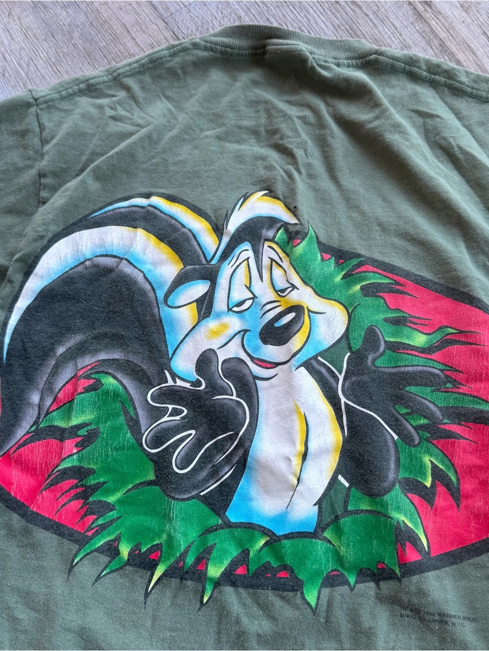 Vintage 1995 Looney Tunes Pepe Le Pew Cartoon Character Graphic T-Shirt Size XL
